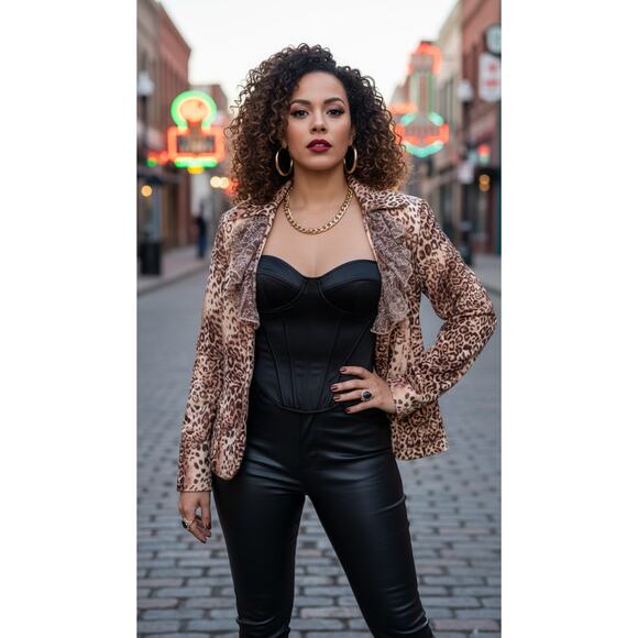 Nancy Bolen Pink Leopard Lace Jacket – Mobwife Glam Western Diva S - Picture 3 of 15